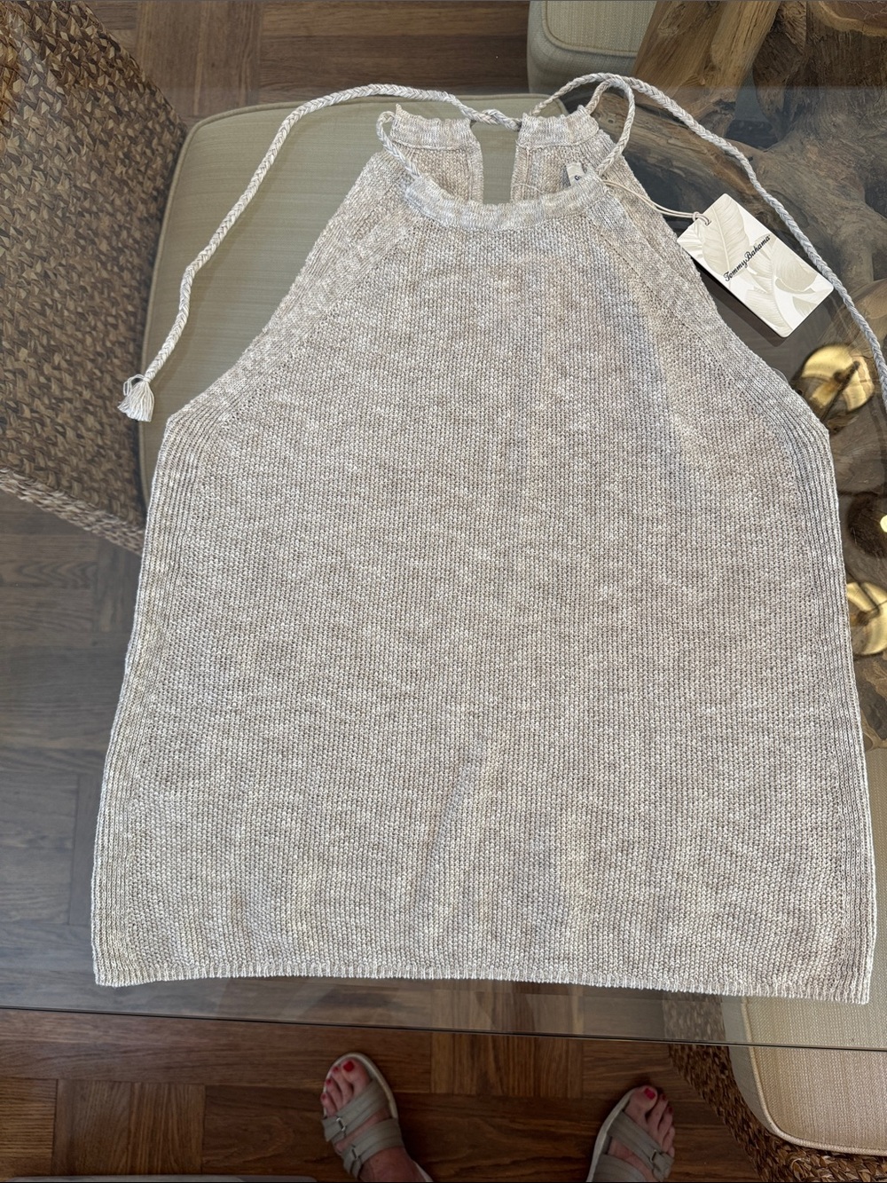 Tommy Bahama Halter Knit Top Size M NWT Gray Silver